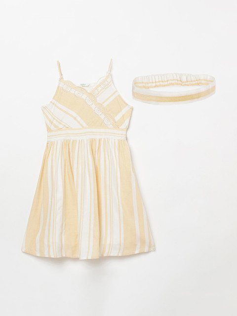 

Bossini Brown & White Striped Fit & Flare Dress With Headband