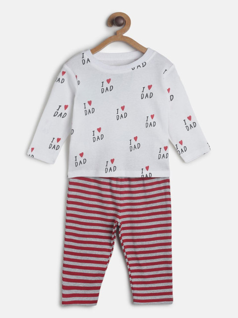 

MINI KLUB Boys Grey & Red Printed Pure Cotton T-shirt with Pyjamas