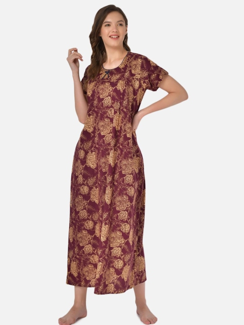

Klamotten Maroon Printed Maxi Nightdress