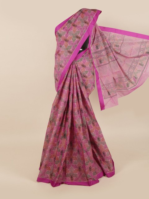 

Pothys Magenta & Green Floral Saree