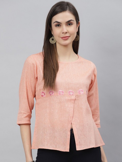 

Shakumbhari Peach-Coloured Empire Top