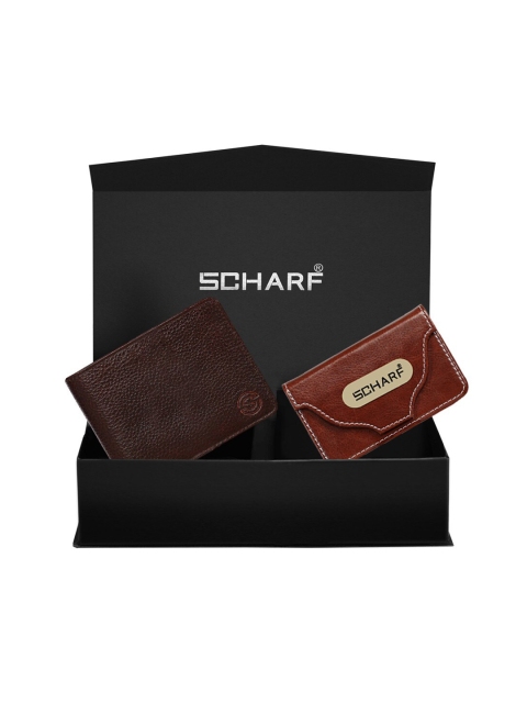

SCHARF Men Brown Textured Genuine Leather Accessory Gift Set
