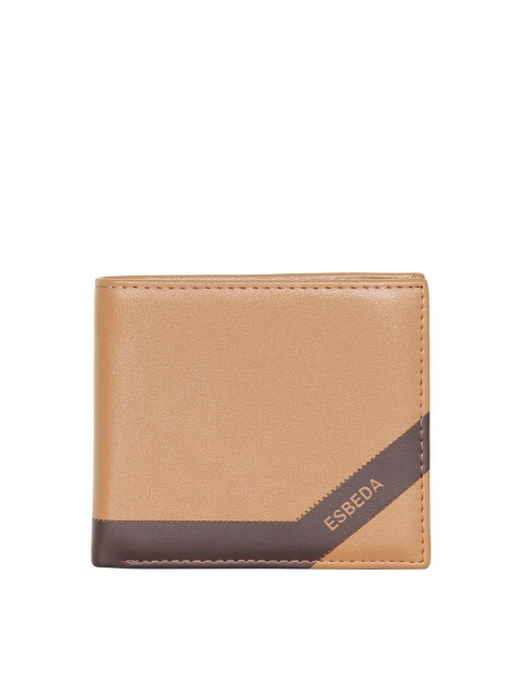

ESBEDA Men Coffee Brown Solid PU Two Fold Wallet with RFID