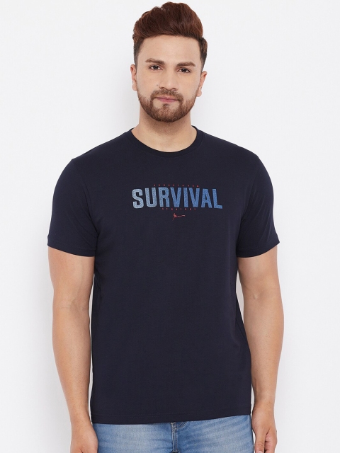 

98 Degree North Men Navy Blue Typography Printed T-shirt