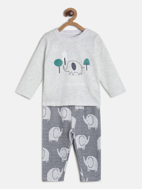 

MINI KLUB Boys White & Grey Printed T-shirt with Pyjamas