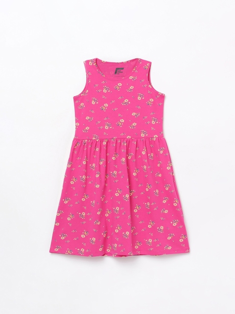 Fame Forever by Lifestyle Girls Fuchsia Floral Printed Fit & Flare Dress