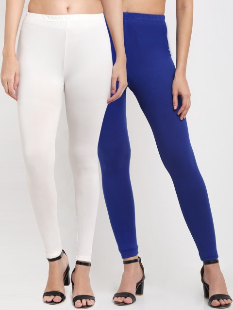 

NEUDIS Women Pack Of 2 Royal Blue & White Ankle-Length Leggings