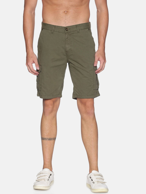 

IVOC Men Olive Green Slim Fit Mid-Rise Cargo Shorts