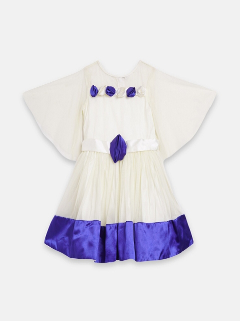 

Butterfly Blush Off White & Blue Bow Detail Flared Sleeve Cotton Fit & flare Dress