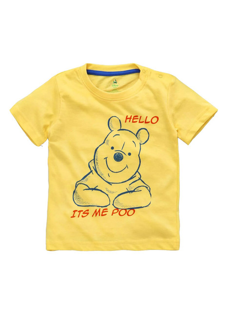 

Disney Boys Yellow Winnie The Pooh Printed Cotton T-shirt