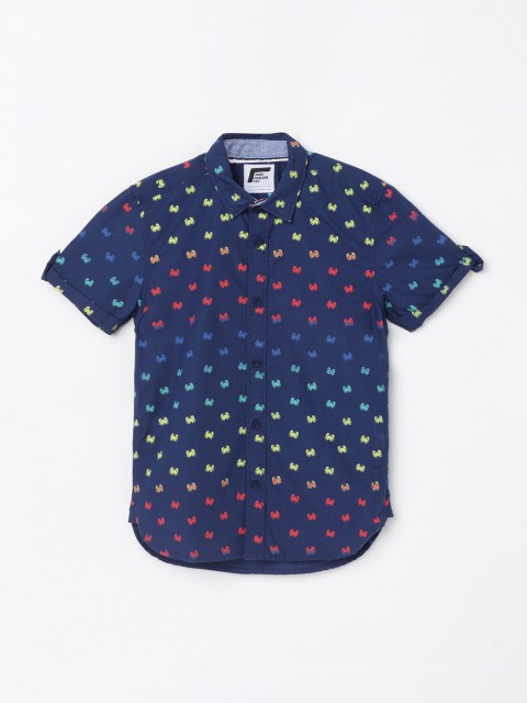 

Fame Forever by Lifestyle Boys Navy Blue Slim Fit Printed Casual Shirt