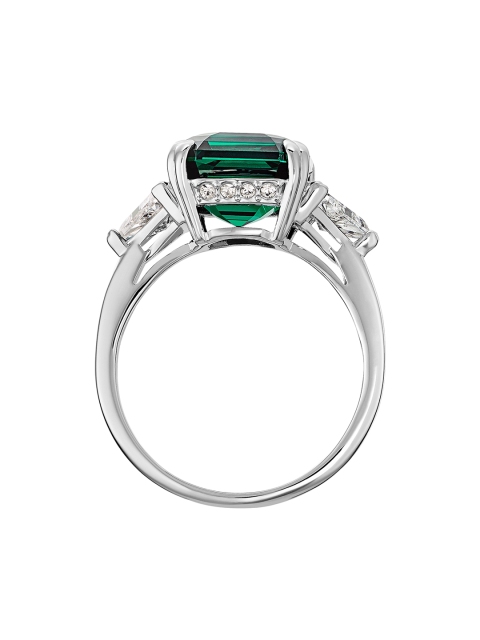 

SWAROVSKI Green Rhodium-Plated Square Cut Crystal Attract Cocktail Ring