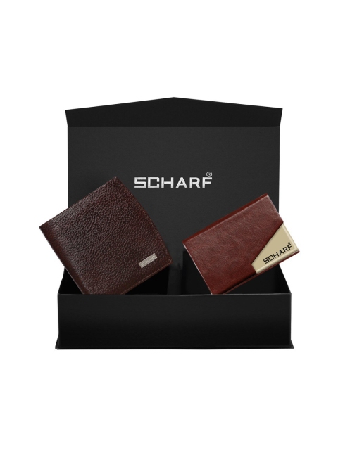 

SCHARF Men Brown & Maroon Textured Genuine Leather Accessory Gift Set