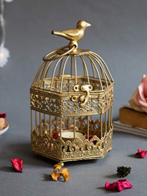 

Chumbak Gold-Toned Filigree Bird Cage Showpiece