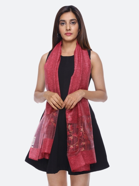 

Scarves & Glitters Women Burgundy Embroidered Stole