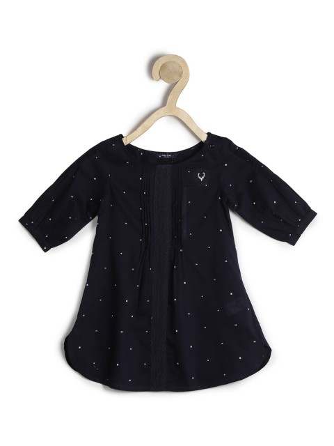

Allen Solly Junior Black & White Conversational Printed Pure Cotton A Line Top