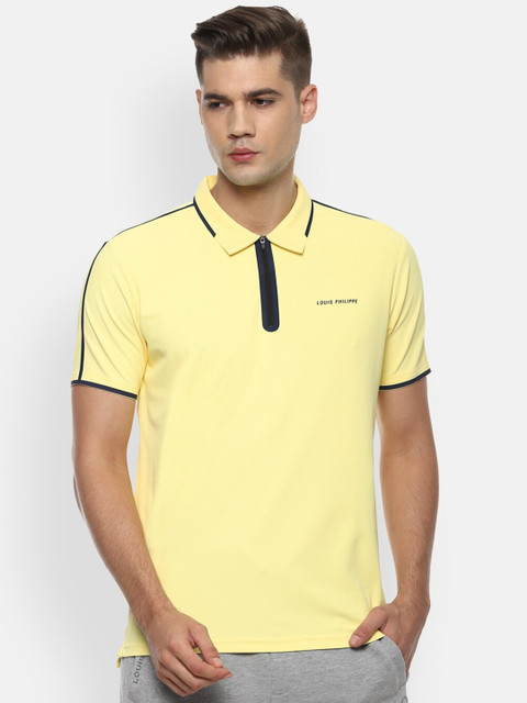 

Louis Philippe ATHPLAY Men Yellow Polo Collar T-shirt