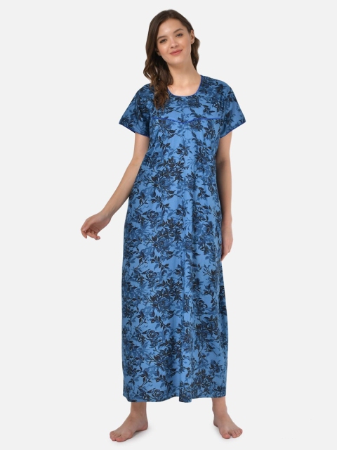 

Klamotten Navy Blue Printed Maxi Nightdress