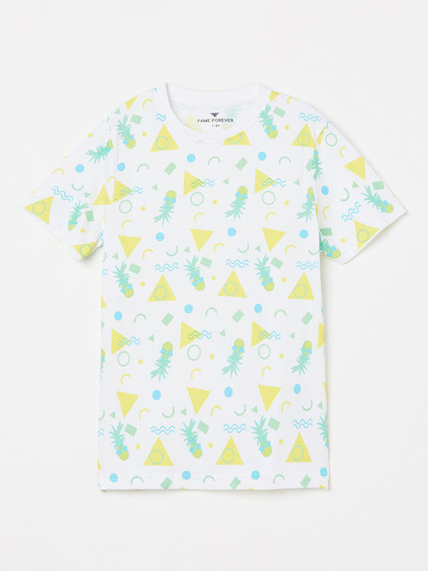 

Fame Forever by Lifestyle Boys White NA Printed Raw Edge T-shirt NA