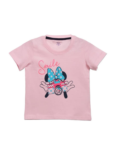 

Disney Girls Pink Minnie Mouse Printed Cotton T-shirt