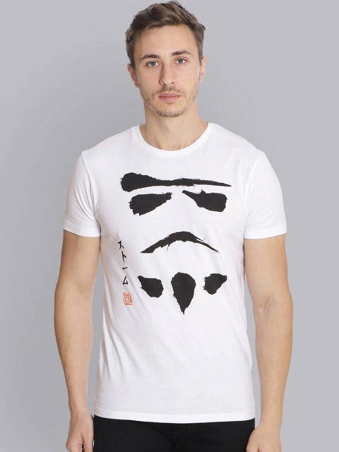 Free Authority Men White Printed Cotton T-shirt