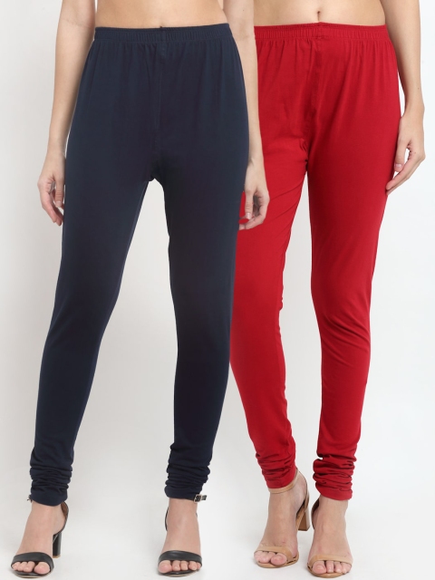 

NEUDIS Women Maroon & Navy Blue Set of 2 Churidar
