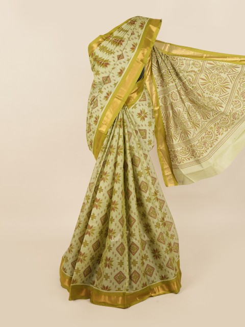 

Pothys Green & Brown Ethnic Motifs Saree