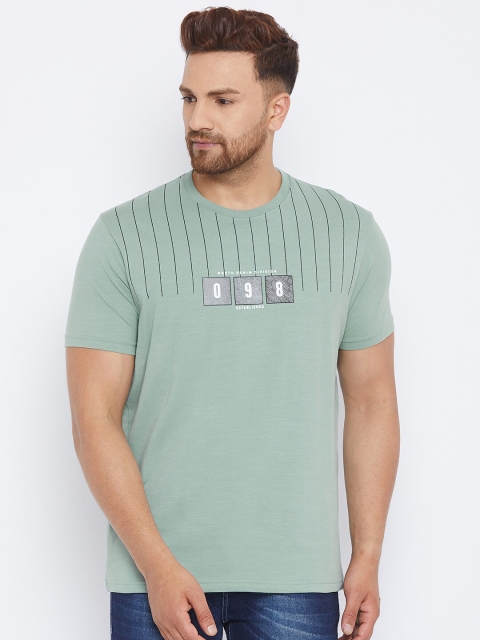 

98 Degree North Men Green & White Typography Printed T-shirt