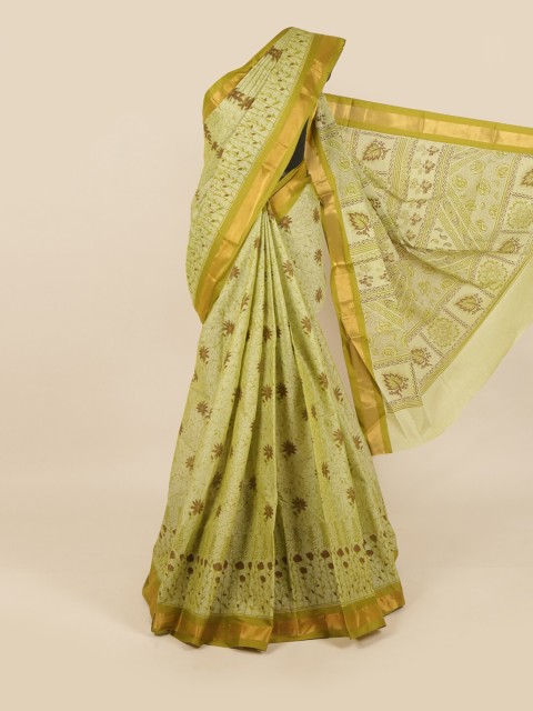 

Pothys Green & Brown Floral Saree