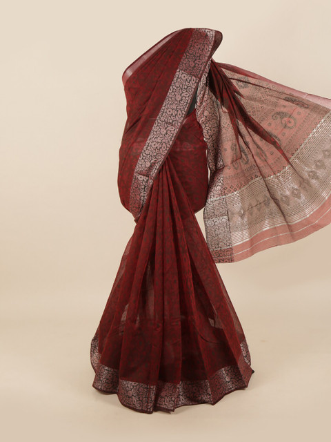 

Pothys Brown & Red Ethnic Motifs Saree