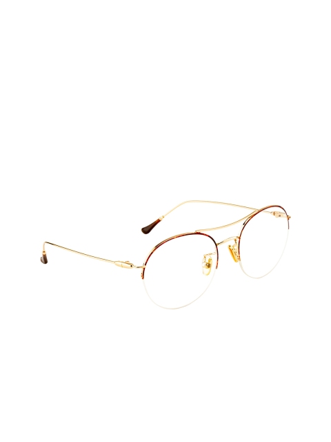 

Ted Smith Unisex Gold & Brown Half Rim Aviator Frames