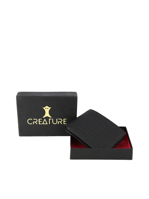 

Creature Men Black Animal Textured PU Two Fold Wallet
