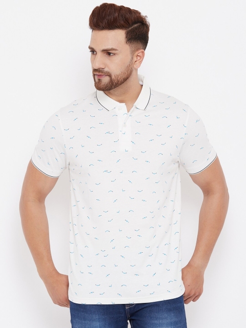 

98 Degree North Men White Printed Polo Collar T-shirt