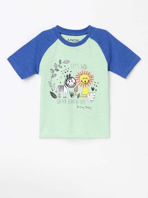 

Juniors by Lifestyle Boys Green & Blue Printed T-shirt