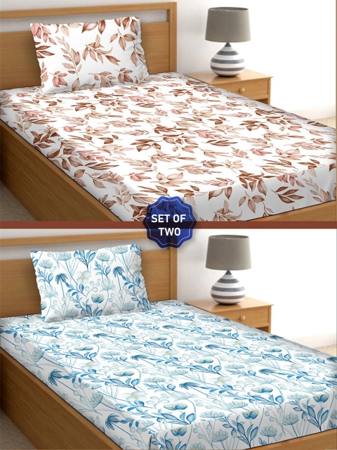 

BELLA CASA Multicoloured Floral 250 TC 2 Single Bedsheet with 2 Pillow Covers, Multi