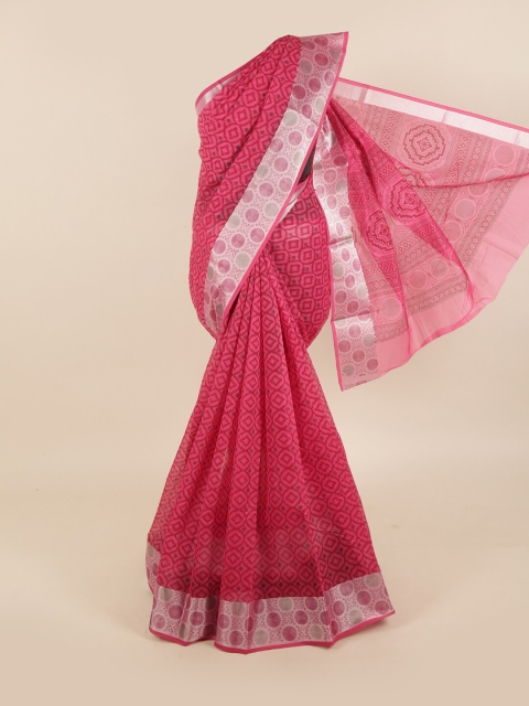 

Pothys Pink Cotton Blend Saree