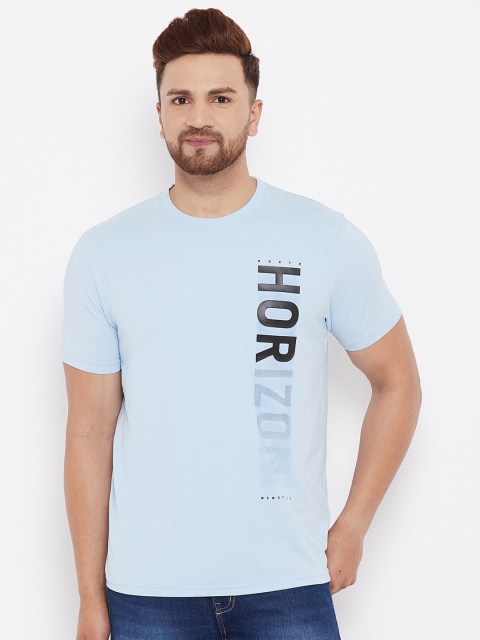 

98 Degree North Men Blue Typography Printed T-shirt