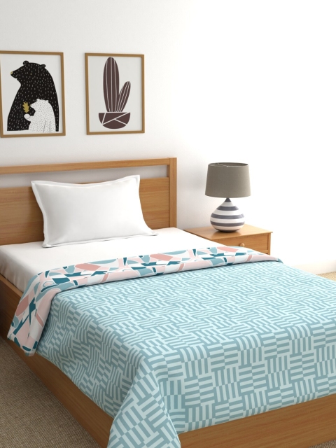 

Trident Blue & White Microfiber AC Room Single Bed Dohar