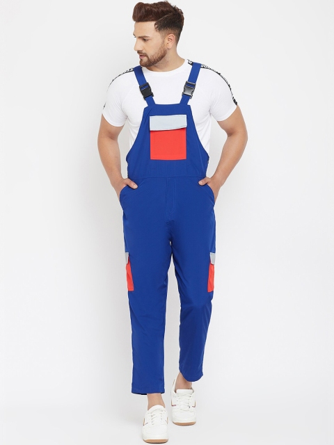 

FUGAZEE Men Blue & Orange Solid Skinny-Fit Cargo Dungarees