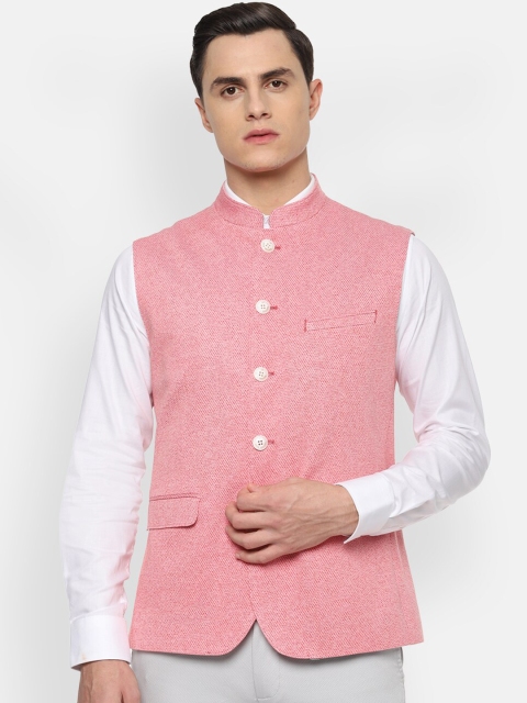 

Louis Philippe Sport Men Pink Solid Slim-Fit Nehru Jacket