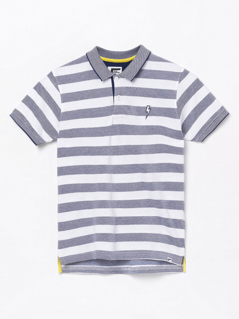 

Fame Forever by Lifestyle Boys Navy Blue & White Striped Polo Collar T-shirt