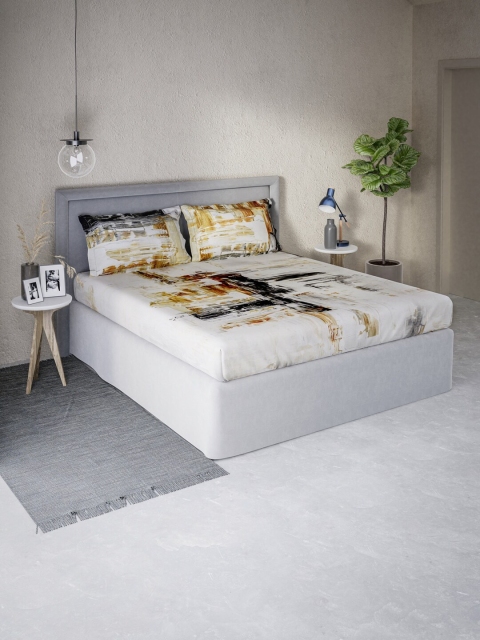 

DDecor White & Brown 400 TC King Bedsheet with 2 Pillow Covers