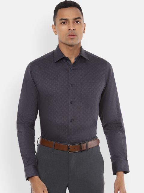 

Van Heusen Men Navy Blue Printed Formal Shirt