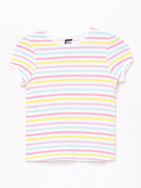 

Fame Forever by Lifestyle Girls Off White Striped T-shirt