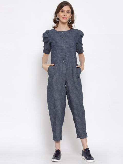 

SCOUP Women Blue Self Design Jumpsuit