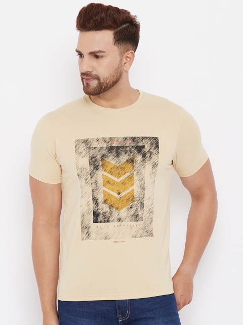 98 Degree North Men Beige Printed Applique T-shirt