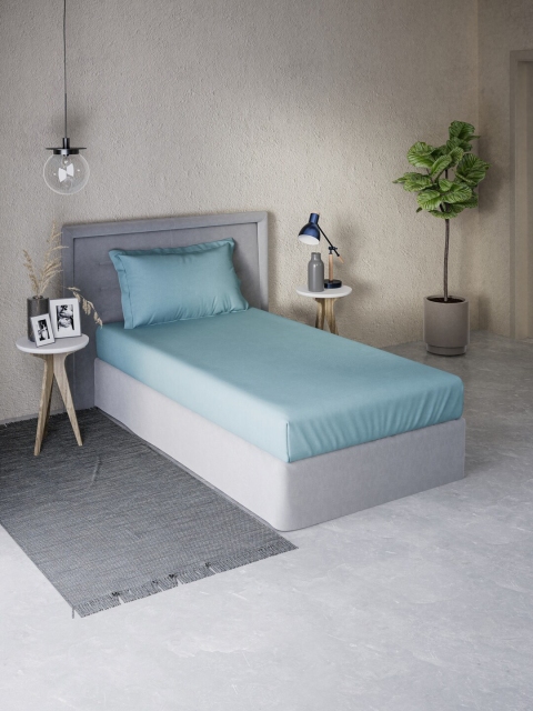 

DDecor Blue 180 TC Single Bedsheet with 1 Pillow Cover