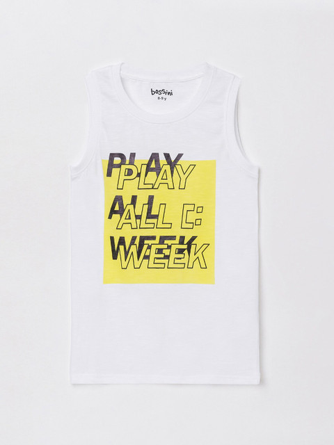 

Bossini Boys White Typography Printed T-shirt