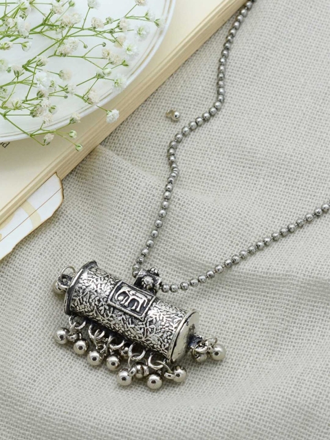 

TEEJH German Silver-Plated Oxidised Necklace