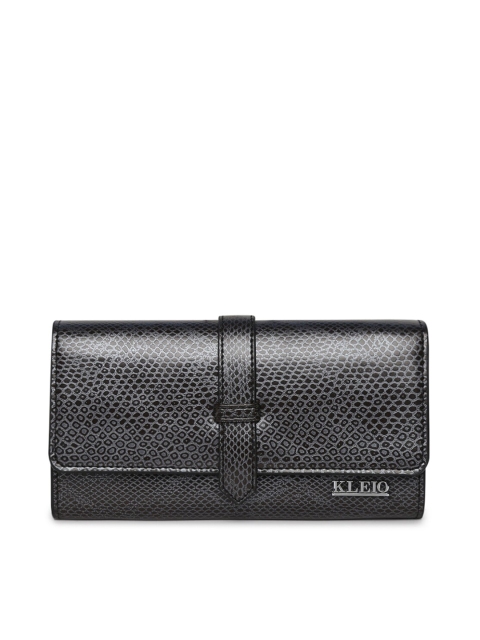 

KLEIO Women Black Animal Textured Synthetic Leather Two Fold Wallet